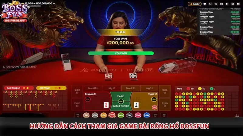 Hướng dẫn cách tham gia game bài rồng hổ Bossfun